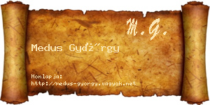 Medus György névjegykártya